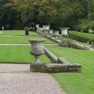 Upper terrace wall, garden before south front of Tatton Hall