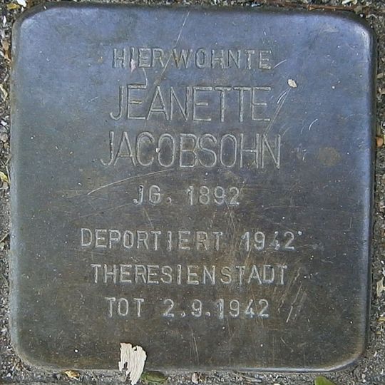 Stolperstein dedicated to Jeanette Jacobsohn