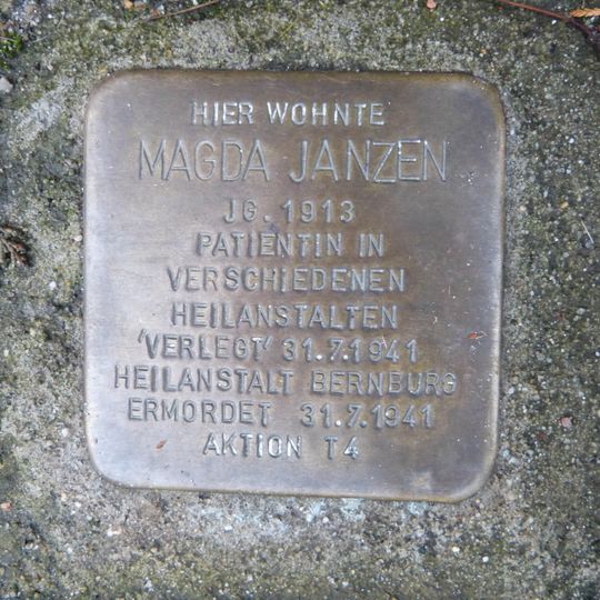 Stolperstein dedicated to Magda Janzen