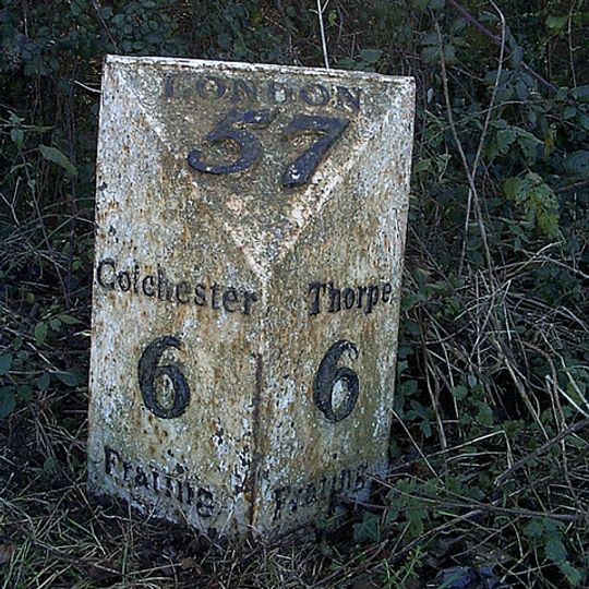 Mile Post On Southern Verge East Of Frating Lodge Tm 085232