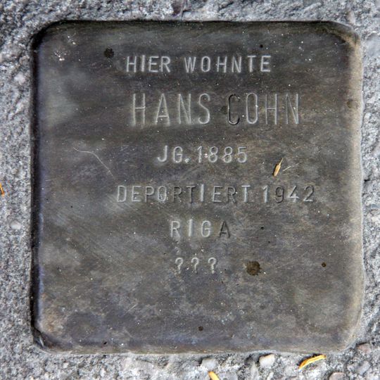 Stolperstein en memoria de Hans Cohn