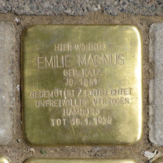 Stolperstein à la mémoire de Emilie Magnus