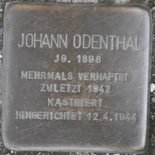 Stolperstein en memoria de Johann Odenthal