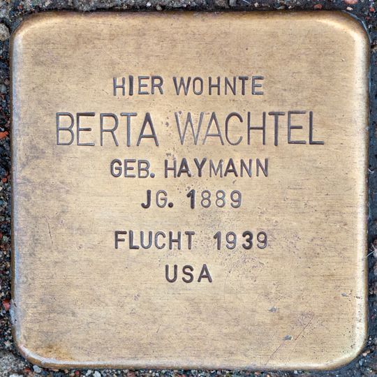 Stolperstein dedicated to Berta Wachtel