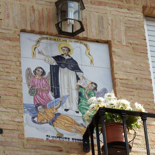 Ceramic panel of Saint Vincent Ferrer at 38 Sant Vicent street