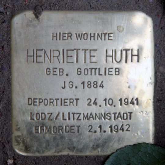 Stolperstein à la mémoire de Henriette Huth