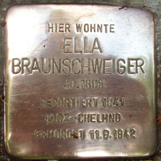 Stolperstein dedicated to Ella Braunschweiger