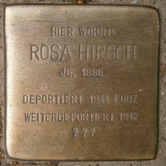 Stolperstein dedicated to Rosa Hirsch