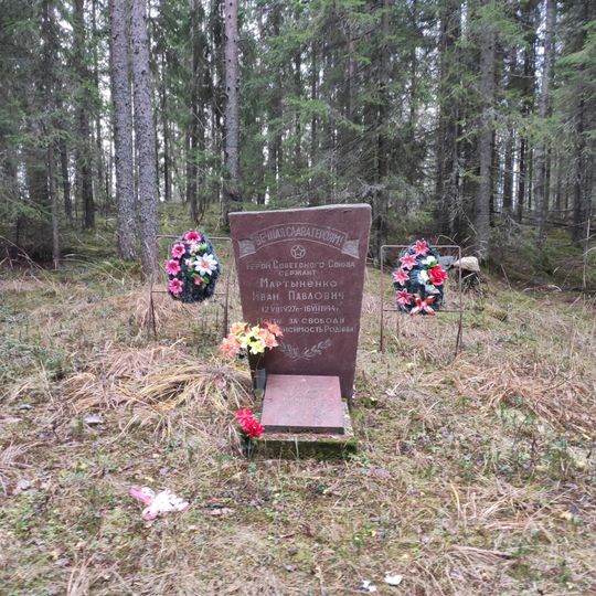 Братская могила советских воинов, погибших в борьбе с фашистскими захватчиками, в которой похоронен Герой Cоветского Cоюза И.П. Мартыненко