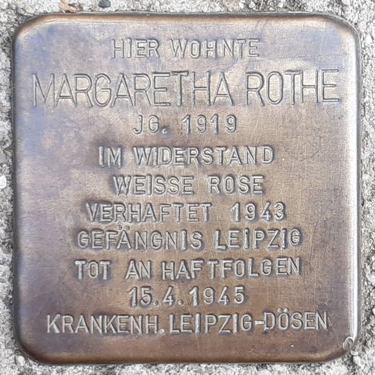 Stolperstein en memoria de Margaretha Rothe