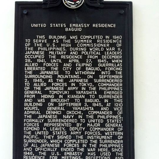 United States Embassy Residence Baguio historical marker