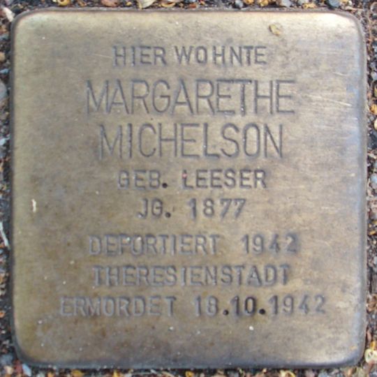 Stolperstein dedicated to Margarethe Michelson