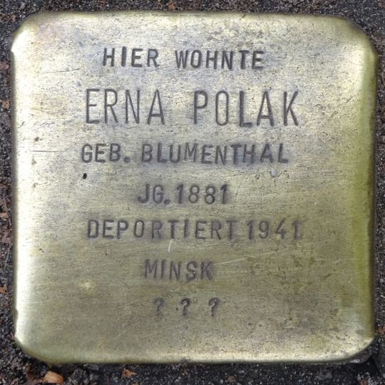 Stolperstein dedicated to Erna Polak