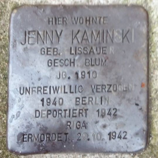Stolperstein en memoria de Jenny Kaminski