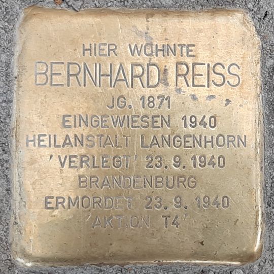 Stolperstein en memoria de Bernhard Reiss