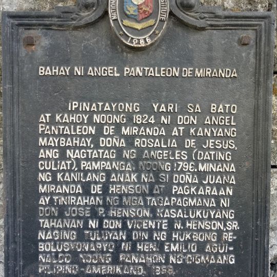 House of Angel Pantaleon de Miranda historical marker