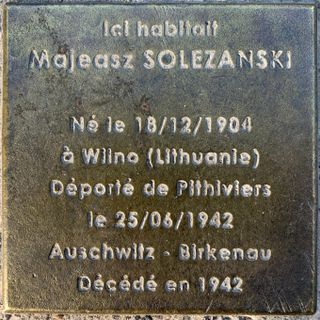 Stoleperstein à la mémoire de Majeasz Solezanski