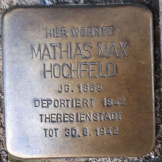 Stolperstein dedicated to Mathias Max Hochfeld