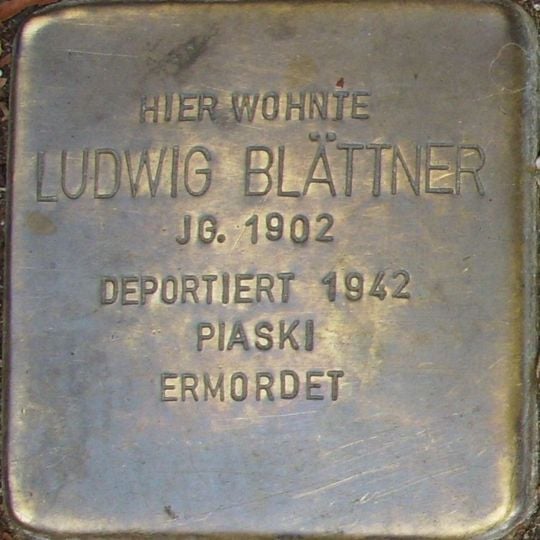 Stolperstein dedicated to Ludwig Blättner
