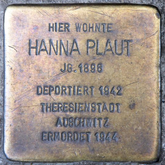 Stolperstein dedicated to Hanna Plaut