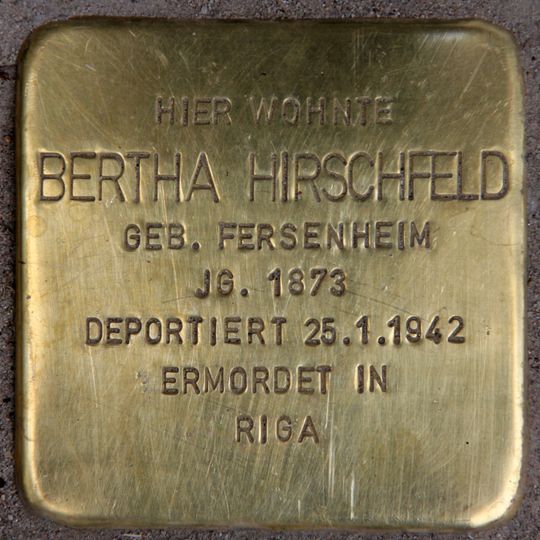 Stolperstein dedicated to Bertha Hirschfeld
