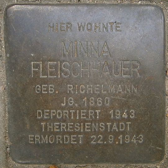 Stolperstein dedicated to Minna Fleischhauer