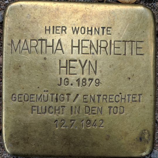 Stolperstein en memoria de Martha Henriette Heyn