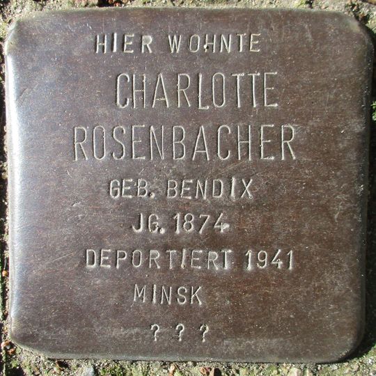 Stolperstein dedicated to Charlotte Rosenbacher