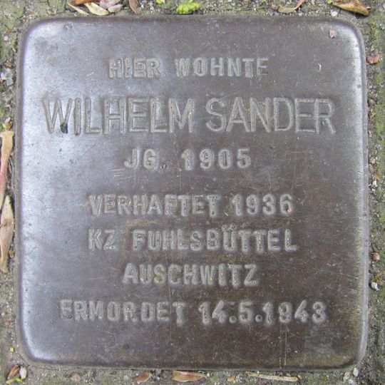 Stolperstein dedicated to Wilhelm Sander