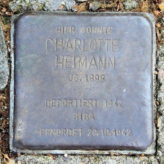 Stolperstein dedicated to Charlotte Heimann