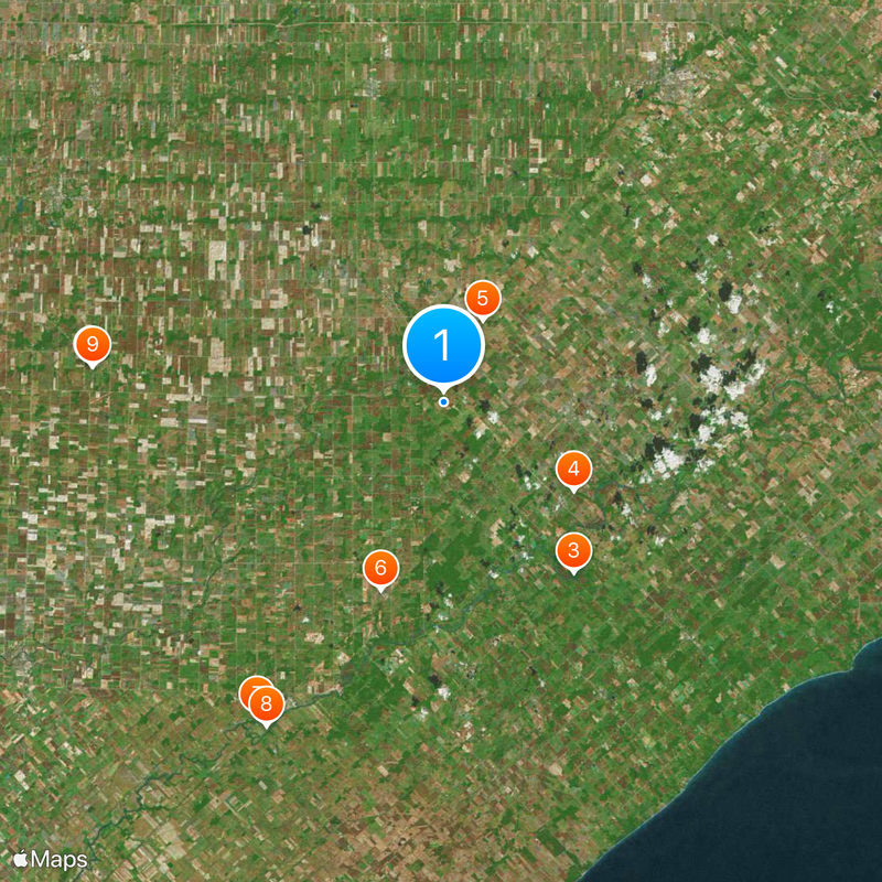Area code 1-519 Mappa