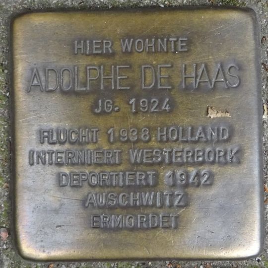 Stolperstein en memoria de Adolphe de Haas