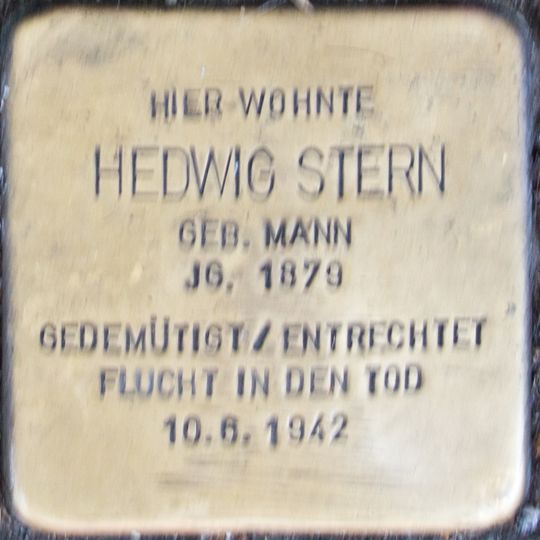 Stolperstein dedicated to Hedwig Stern geb. Mann