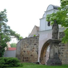 Statues of Saint John of Nepomuk and Saint Joseph at Mírové náměstí in Budyně nad Ohří