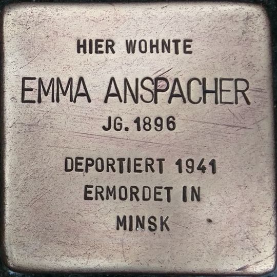 Stolperstein à la mémoire d’Emma Anspacher