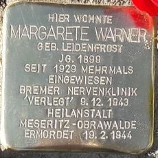 Stolperstein dedicated to Margarete Warner