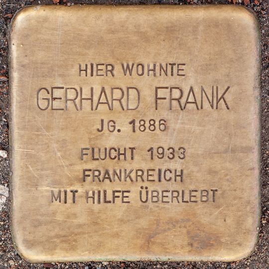 Stolperstein dedicated to Gerhard Frank