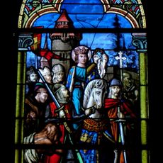 Louis IX of France on stained-glass window of Saint-Pierre (Dourdain)