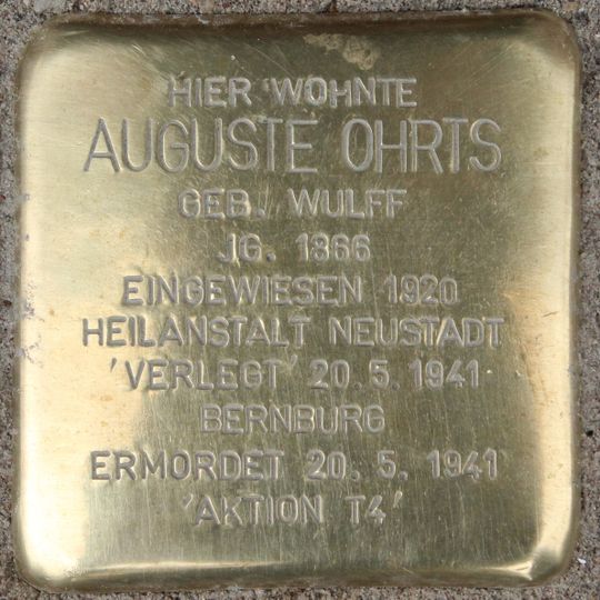 Stolperstein für Auguste Ohrts