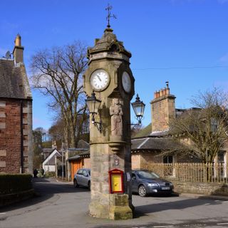 West Linton, Main Street, Public Well And Clock Tower