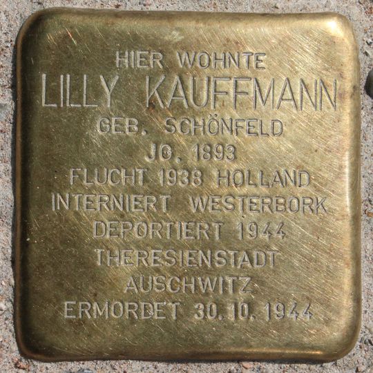 Stolperstein dedicated to Lilly Kauffmann