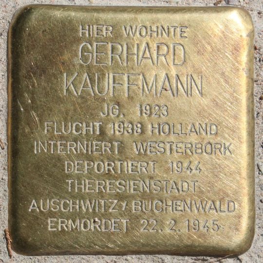 Stolperstein dedicated to Gerhard Kauffmann