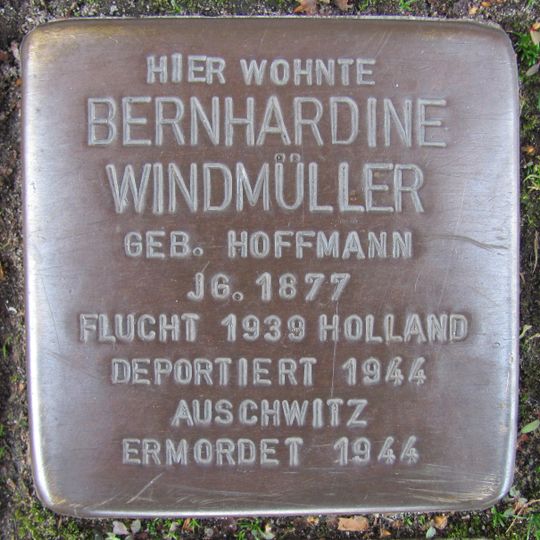 Stolperstein dedicated to Bernhardine Windmüller