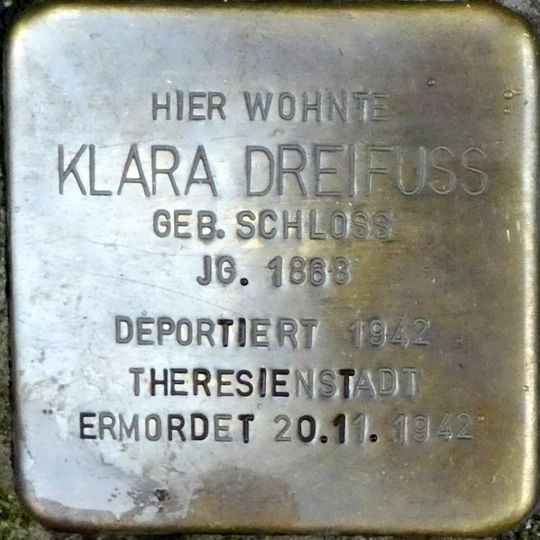 Stolperstein en memoria de Klara Dreifuss geb. Schloss