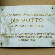 Bottov dom, tabuľa pamätná
