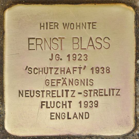 Stolperstein dedicated to Ernst Blass