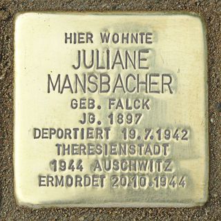 Stolperstein dedicated to Juliane Mansbacher