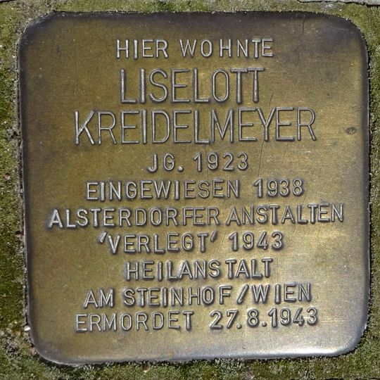 Stolperstein em memória de Liselott Kreidelmeyer