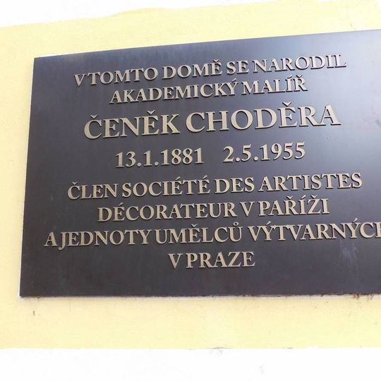 Pamětní deska Čeňka Choděry v Lázních Toušeň