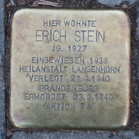 Stolperstein dedicated to Erich Stein
